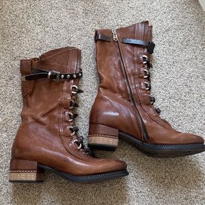 ‼️Rare‼️A.S.98 "Bardo" Brown Lace Up Boots Italian Leather with Metal Eyelets